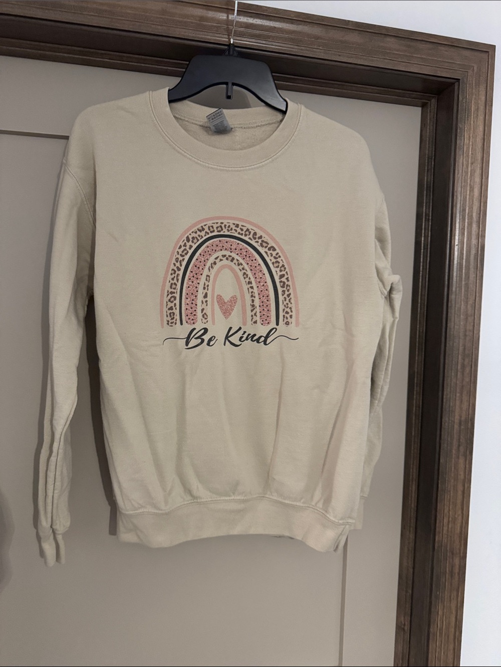 Teacher Crewneck Sweatshirt with Pink Rainbow Graphic